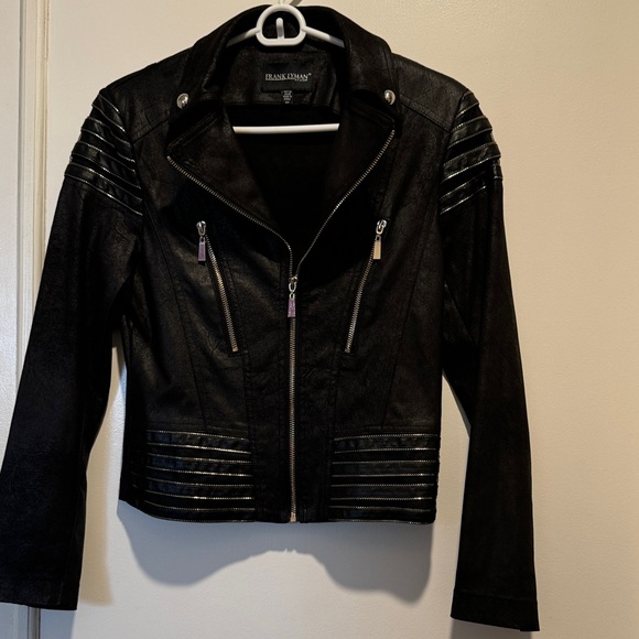 Frank Lyman Black Leatherette Jacket - Picture 3 of 12